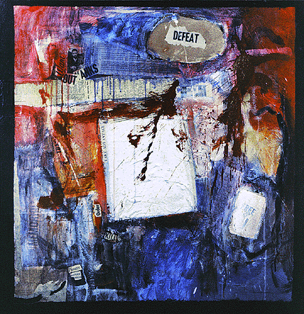 Defeat, 1965, a/c/collage, 48x46