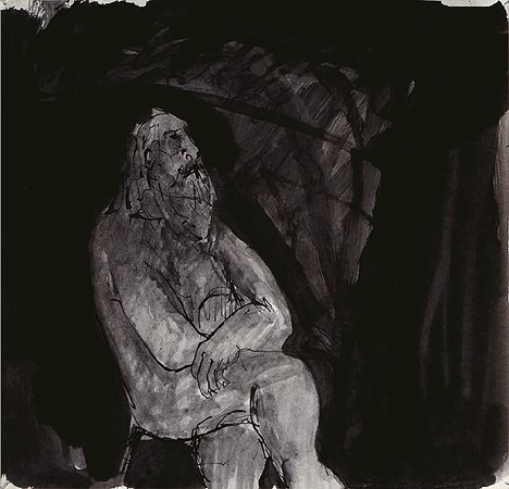 Seated Philosopher, 1965, ink