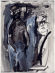 Two Figures, 1965, ink/acrylic 12x8
